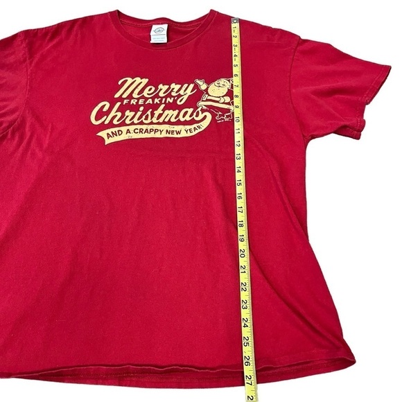MERRY Christmas T Shirt XL Funny Happy New Year Red - Picture 4 of 6